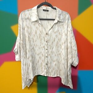 Women's Cream Printed Button-Up Top